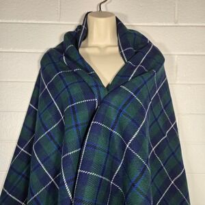 Vtg Pendleton Pure Virgin Wool Plaid Blanket Shawl Wrap 33.5x63 USA Woolen Mills
